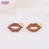 wholesale custom zirconia red stone Lips ring