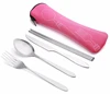 ASD88 4 Pcs/Set Stainless Steel Fork Spoon Chopsticks Travel Camping Cutlery Tools Tableware