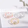 Adjustable Open Ring Brass with Silver Gold and rose gold plating cube zircon fashion Jewelry for Women