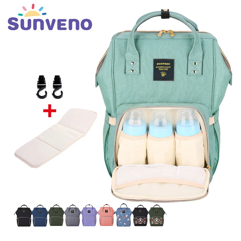 Sunveno Baby Diaper Bag Mummy Maternity Nappy Bag Large Capacity Travel Backpack Desiger Nursing Bag for Baby Care Olive 