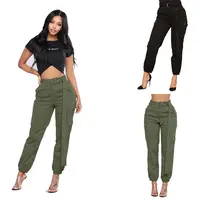 

Dancing Hip pop Capris Pant Women Belt Army Green Black Color Harem Pants Casual Loose High Waist Cargo Pants Pantalon Femme