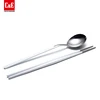 2PCS Portable Flatware Spoon Chopsticks Tableware Set 304 Stainless Steel Dinnerware in White-silver Color