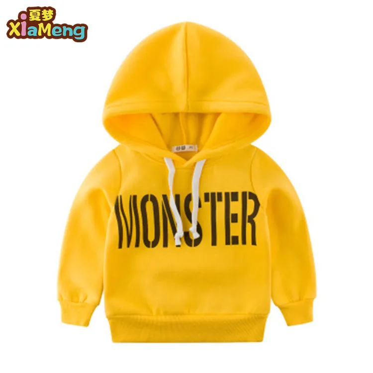 

2019 ins hot sale 100% cotton long sleeve kids wholesale hoodies, Yellow blue