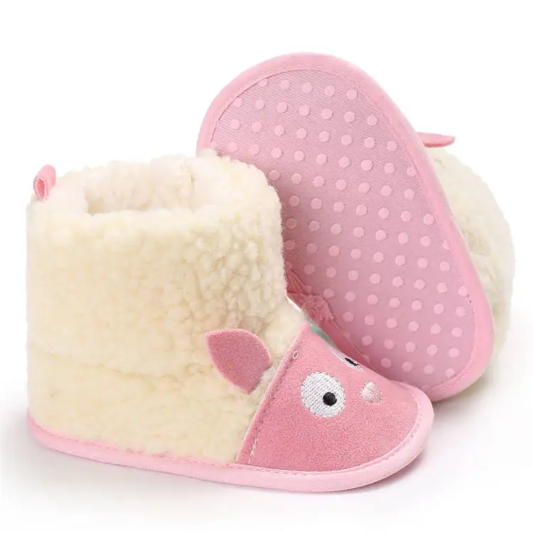 
2019 winter Cute Velvet plush Cartoon animation 0-18 months baby Soft sole infant booties 