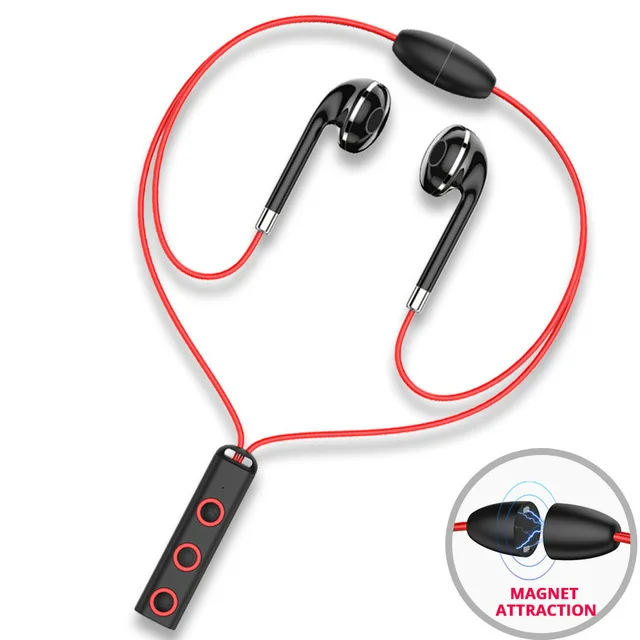 

Sport Running Smart BT 4.1 Magnetic Wireless Handfree Headset Earbuds Earpiece Neckband Music Headphone Earphone With Mic, Red white black