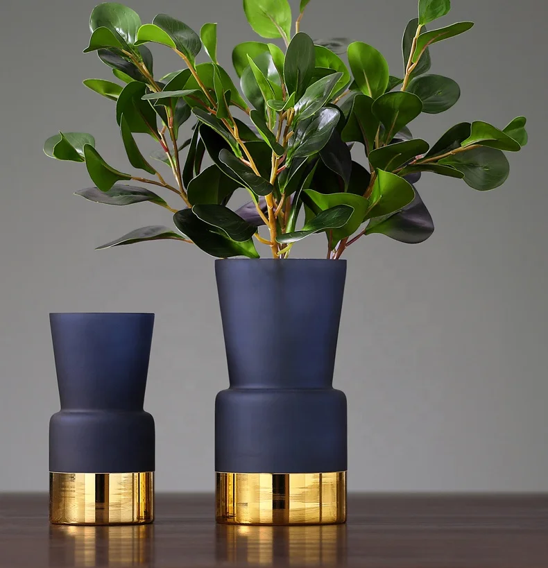 
handblown wholesale blue cheap colored glass flower vase for home wedding decoration centerpiece 