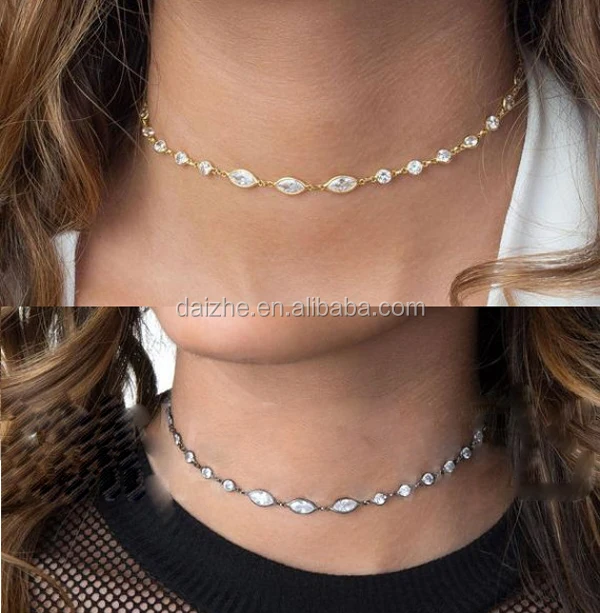 

2021 fashion bling women cubic zirconia choker necklace fashion