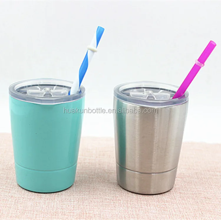 

hot sale 220ml double wall insulated stainless steel tumblers for kids with straw and lid wholesale, Customized color