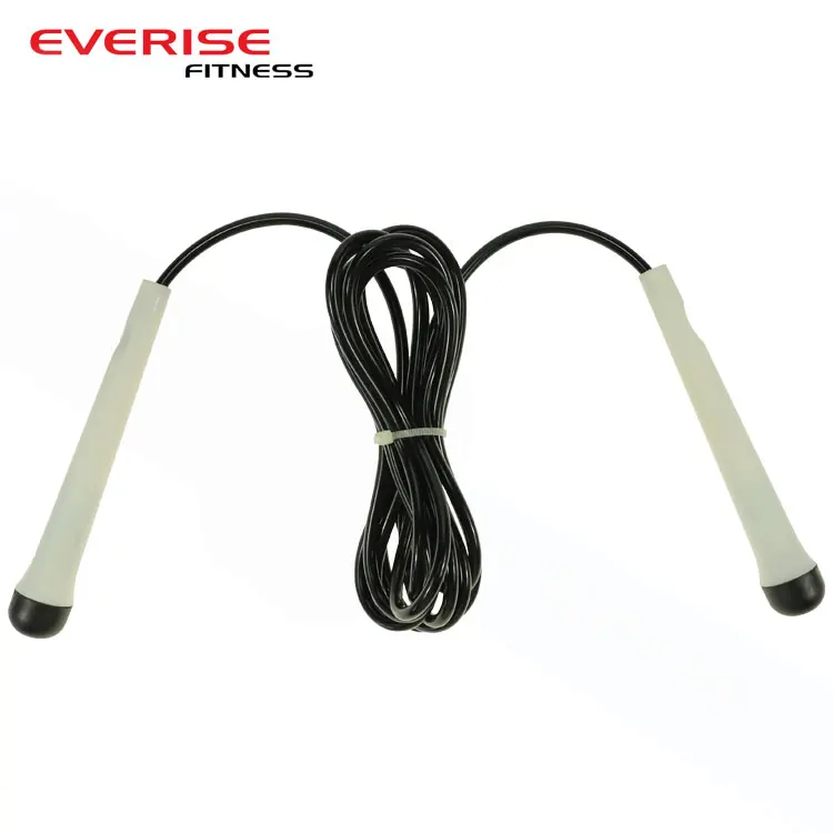 Boxing Gym Fitness Adjustable White Plastic Handle Skipping Jump Rope