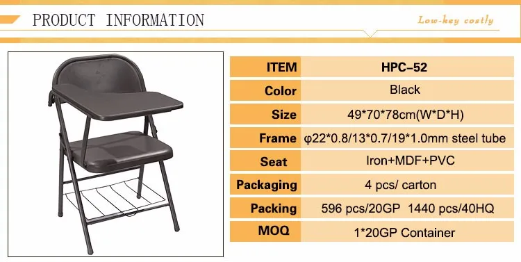 
Student Chair Wooden Writing Tablet Folding Adult Study Table Chair 