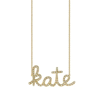diamond script name necklace
