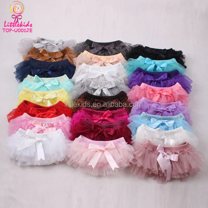 

Wholesale cotton adorable baby chiffon ruffle bloomers with bowknot soft diaper cover baby girls bloomers, Colors