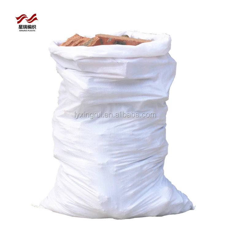 Heavy duty white 50kg pp woven rubble sacks bag for construction waste