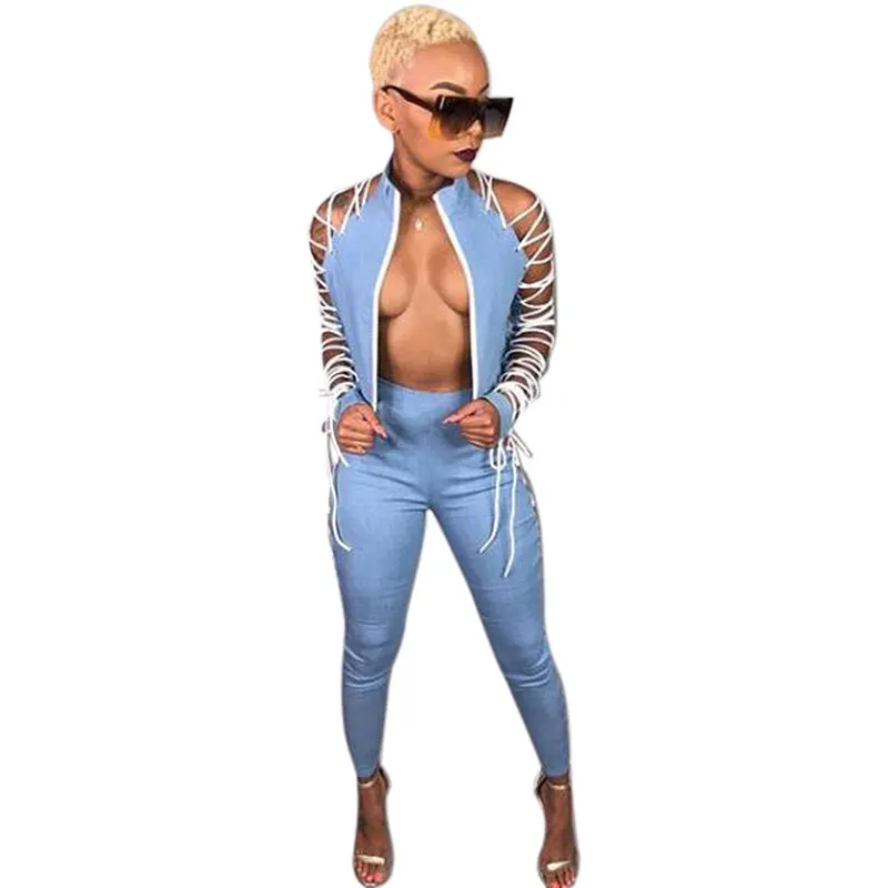 

Sexy Lace-Up Irregular Bandage Club Top and Pants