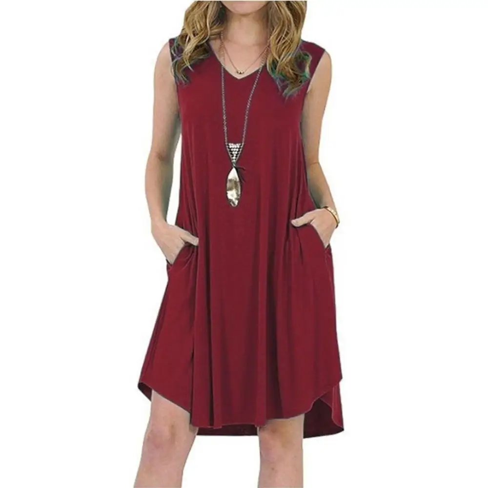 

Women's Summer Casual Plus Size T Shirt Dresses Cover up Tank Dress with Pockets