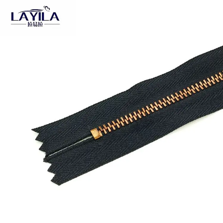 
Fashion decorative 6 inch golden close end metal zipper wholesale 