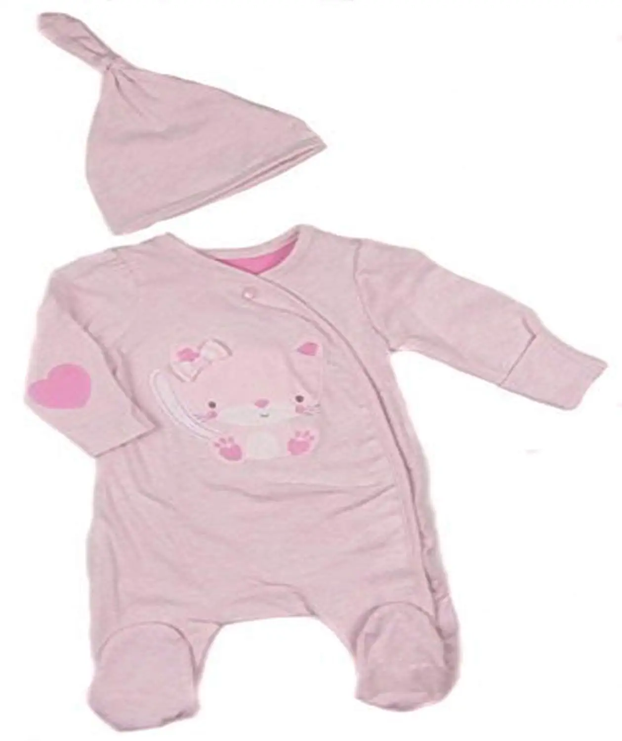 Baby Girls Sleepsuit Babygrow and Cradle Cap OR Headband Set