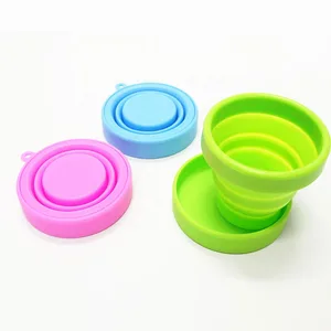 Image of HOT Promotion! Food Grade Portable BPA Free Candy color Folding/foldable Silicone Cup with Lid/ drinking water cup