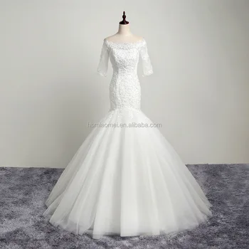 Luxury Lace Hand Sewn Beads Bandage Sleeve Wedding Dress Guangzhou