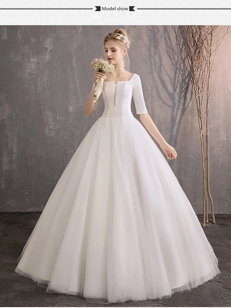 simple satin ball gown wedding dress