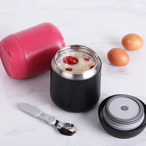 Image of FACE New Design Style Double Wall Leak Proof White Black Stainless Steel Vacuum Insulated Food Warmer Container with Spoon