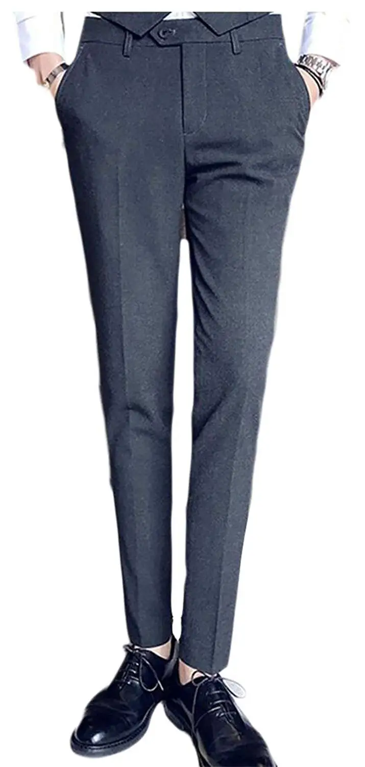WSPLYSPJY Mens Stripe Tailored-Fit Plain-Front Suit-Separate Pant