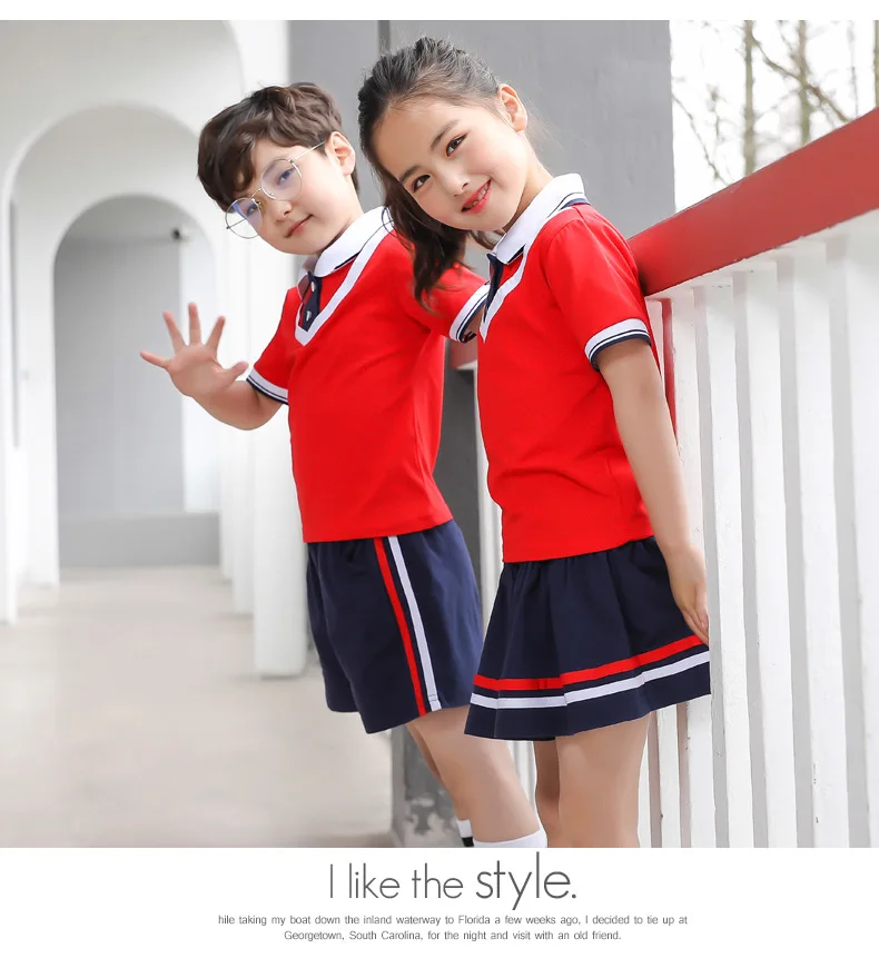 School Sports Kindergarten Student Teacher Red Uniform 2019 New Cotton