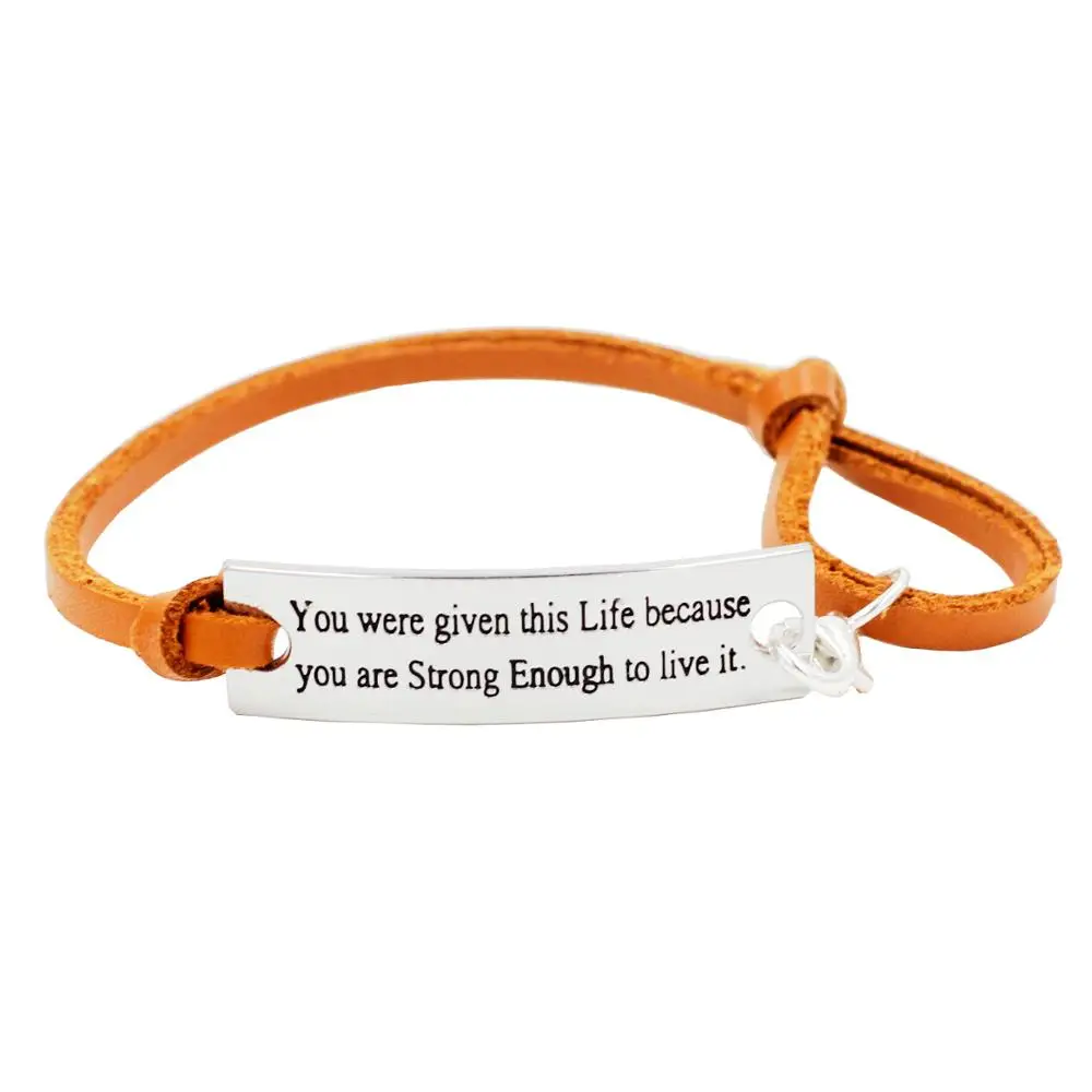 

OEM Inspirational Bracelets Stamped Tags Engraved Bracelets Adjustable Bangle Encouraging Sayings-You were given this life beca, Silver,gold,rose gold,or customized colors