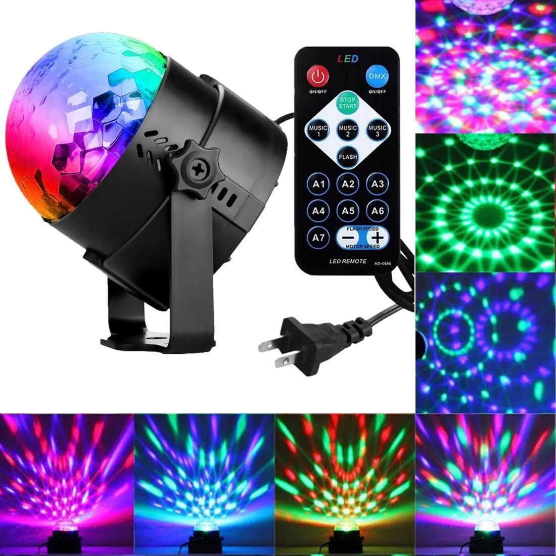 Sound Activated Party Lights with Remote Control Dj Lighting, RBG Disco Ball, Strobe Lamp 7 Modes Stage Par Light for Home Room Dance Parties Birthday DJ Bar Karaoke Xmas Wedding Show Club Pub