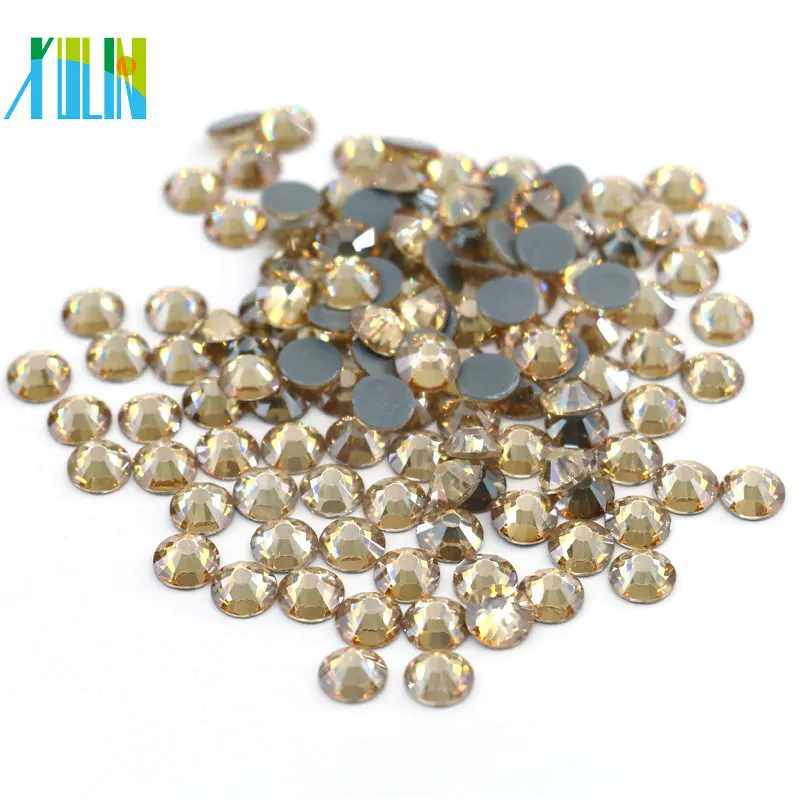 

XULIN Top Quality Crystal Hotfix Rhinestones Uk Crystal Golden Shadow Austria Hot Fix Rhinestone For Heat Transfer , SA-001GSHA