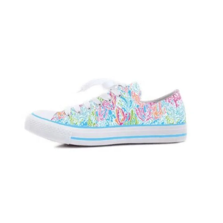 

Customized Personalized Low Top Sneakers Girls Lace Up Baseball Shoes Lily Canvas Shoes, As picture