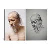 Handpainted old man nude portrait art pencil drawing picture from photo