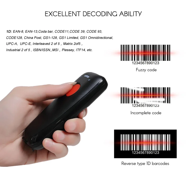 Mini Barcode Scanner For Android Tablet PC Pos Systems BT Wireless Scanner