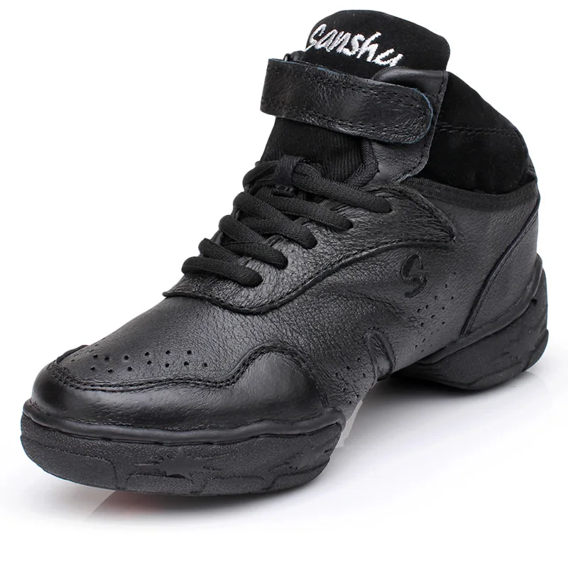 

Hot Selling Soft Comfortable Real Leather Dance Sneaker Shoes 6.0cm/3.5cm Heel Height With Black White Color