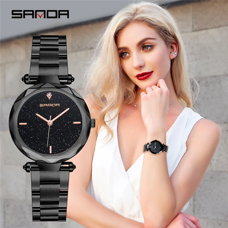 

SANDA 243 S Women's Fashion Watch Luxury Fashion Stainless Steel Casual Watch Women's Dress Quartz Watch Relogio Feminino