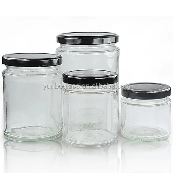 6oz 8oz 9oz Clear Straight Sided Glass Jar With Silver Gold Screw Metal