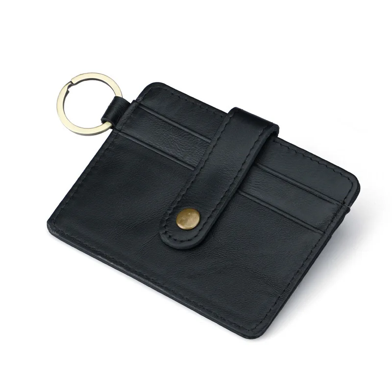 

Vintage horse leather multi-function credit rfid card holder With Key Ring