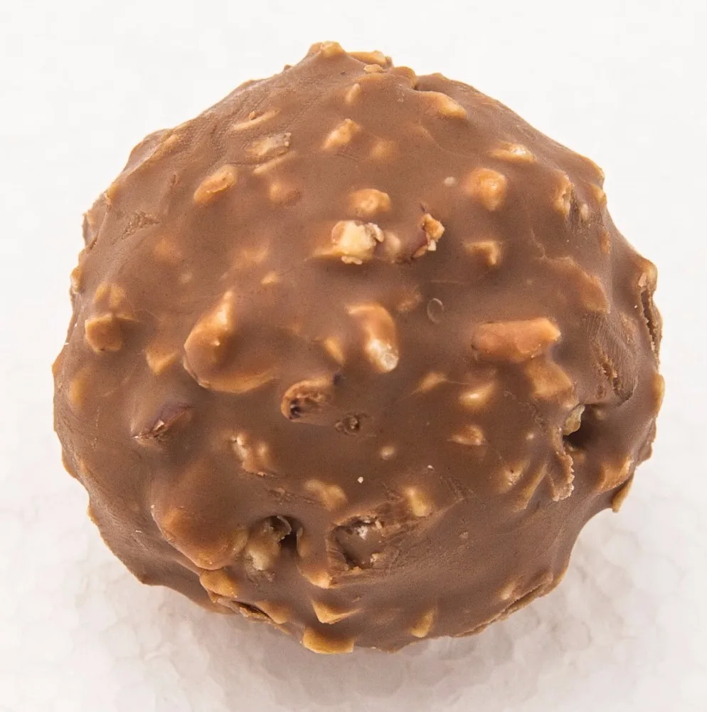 crispy wafer ball filled with milk chocolate cream, coated with