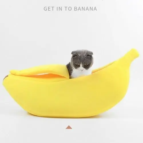 

Banana lucki small Cat dog Bed House Puppy Cushion Kennel 4 Colors Warm Portable Pet Supplies, Yellow, pink, geen, blue