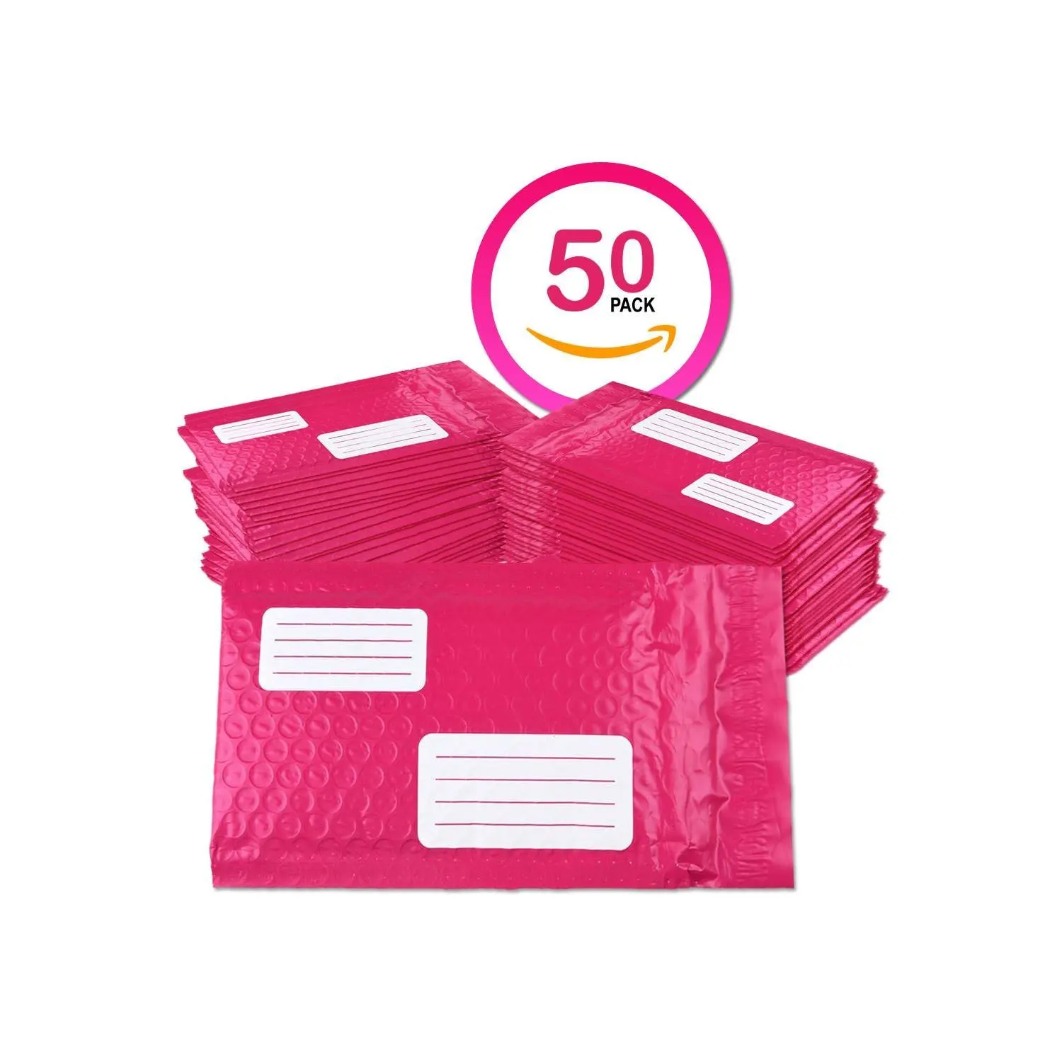 Buy Pink 4x8 Padded Bubble Mailers With Address Lines Small