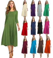 

ecowalson Women's Long Sleeve Casual Loose T-Shirt Dress round neck swing dress