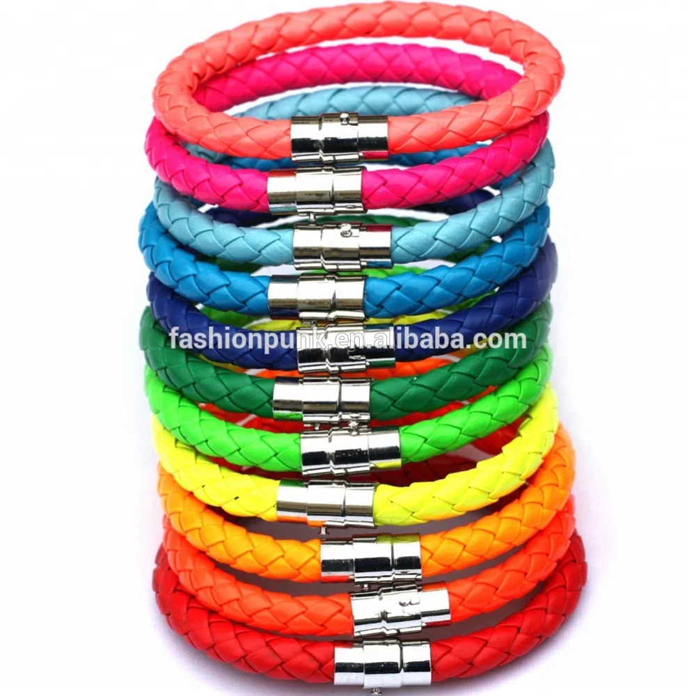 Wholesale PU Leather Bracelet Magnetic Clasp Punk Gothic Bangles Wristbands