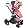 High End Baby Stroller EN 1888 Approved Leather Baby Stroller 3 in 1 Pink,Luxury Travel System Baby Stroller Factory