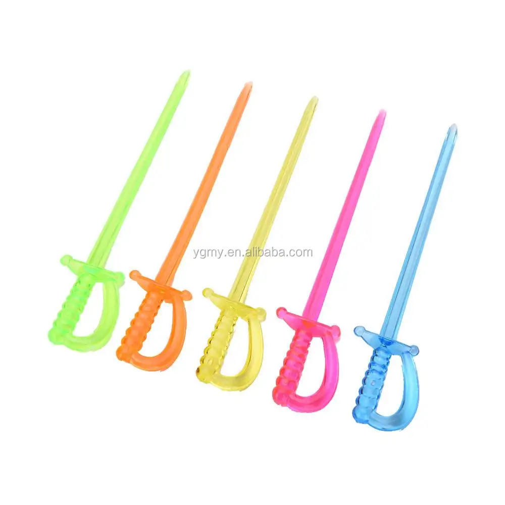 Sword Shape Home Dining Disposable Plastic Food Cake Fruit Fork Picks