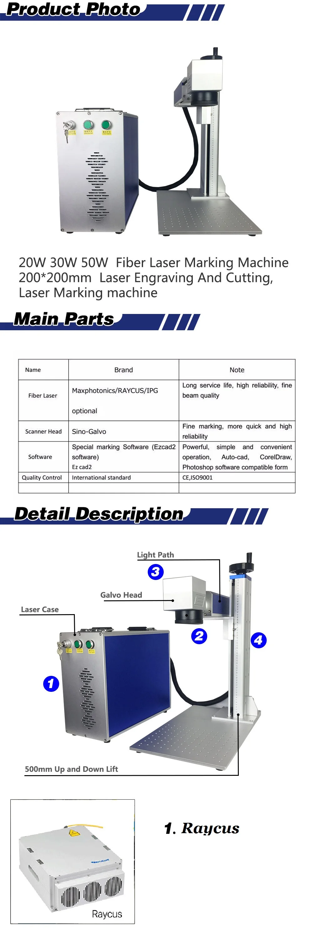 Split Type Mini Portable Laser Engraving Machine 20w 30w 50w Fiber Laser Marking Machine for metal barcode
