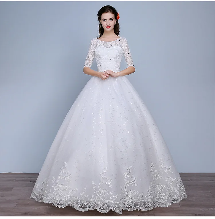 2017 Plus Size Princess Ball Gown Bridal Dress Lace Wedding Dress
