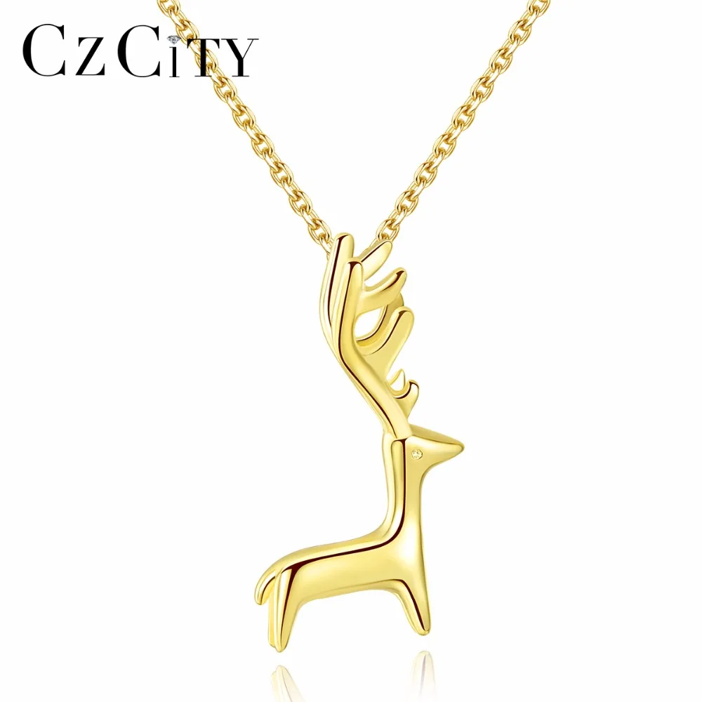 CZCITY Wholesale Animals Shaped Pendant Necklace With Deer Shape 925 Silver Fine Jewelry for Women Daily-party