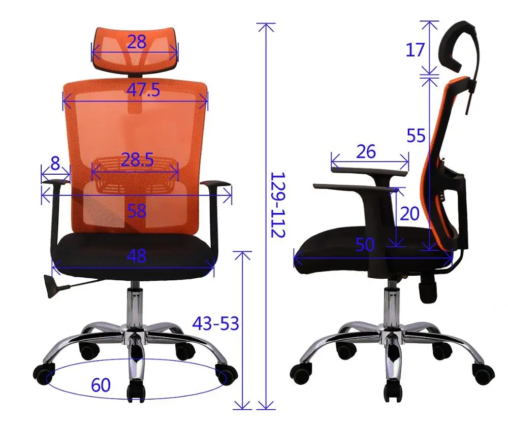 D37 Amazon Hot Sale Workwell Comfortable Mesh Office Chair With