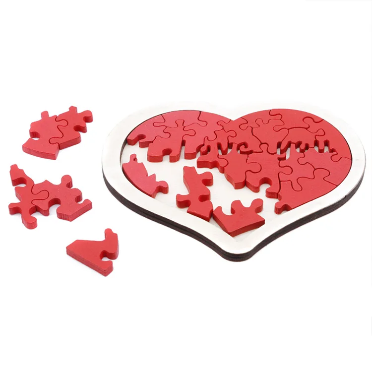 Educational Heart-shaped Wooden Puzzle Educational Developmental Baby ...