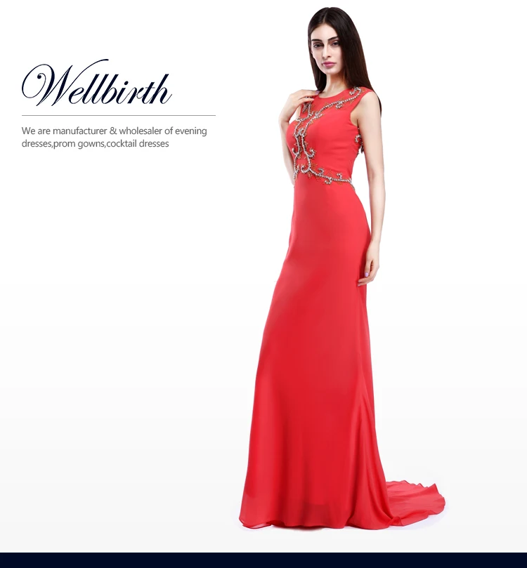 Sexy Sleeveless Long Beaded Prom Dresses Spanish Style Lady Red Mermaid